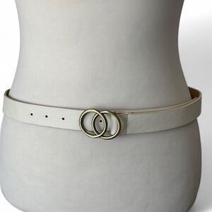 Elegant White Belt with Gold Buckle Size Medium